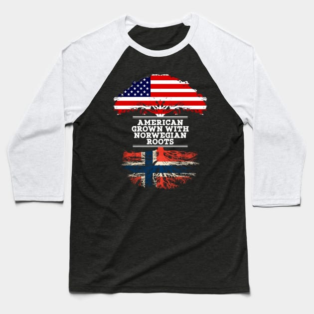 American Grown With Norwegian Roots - Gift for Norwegian From Norway Baseball T-Shirt by Country Flags